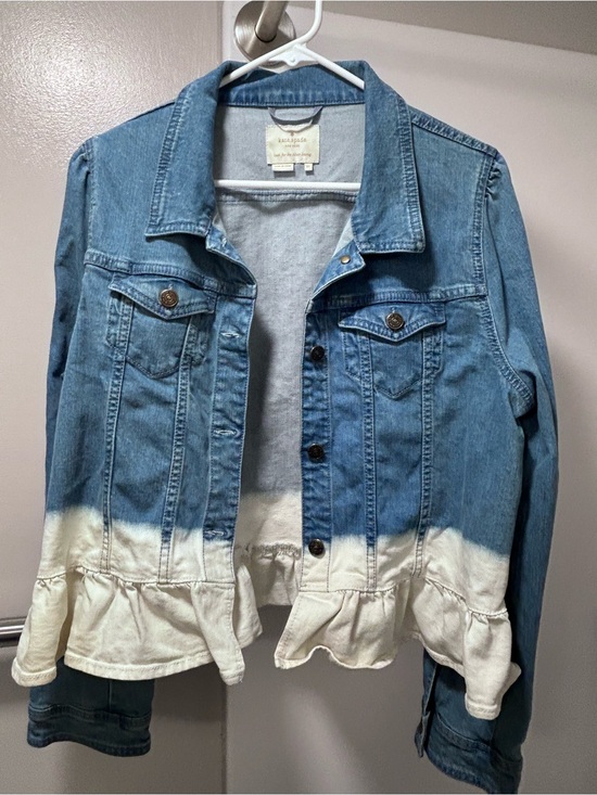kate spade Jackets & Blazers - kate spade Blue and Cream Dip-Dye Peplum Denim Jacket